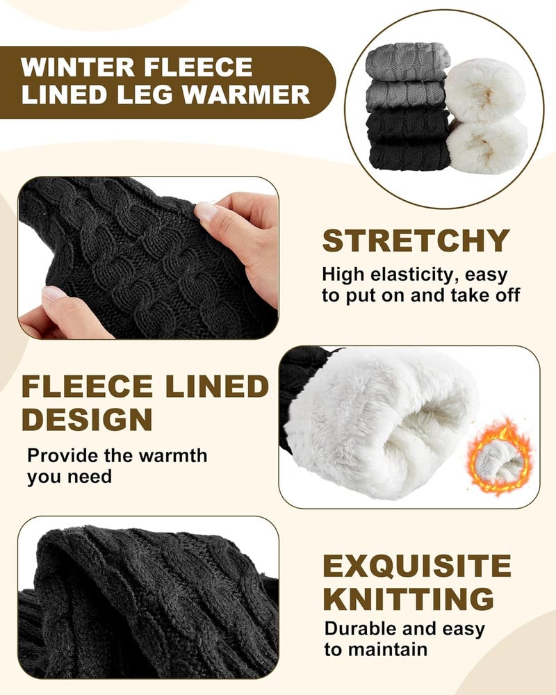 Chicingyou 3 Pairs Winter Fleece Lined Leg Warmers for Kids Girls Knitted Long Leg Warmers Cute Boot Socks for Xmas Gift - Image 3